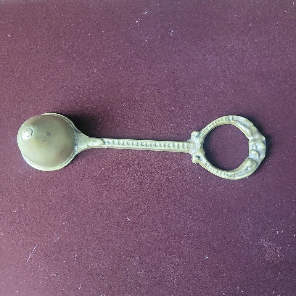 Vtg Antique Brass Candle Snuffer 6" Ornate Handle Extinguisher Scandinavian MCM